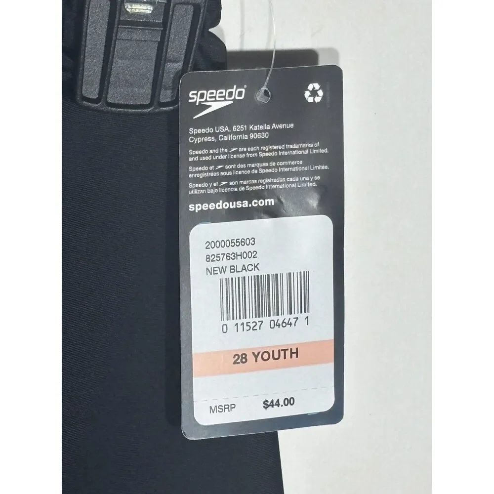 Speedo PowerFLEX Eco Youth 28 Black Jammer Competition Swim Shorts NWT